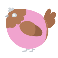 A pink and brown chicken with a head pattern