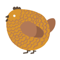 A orange and brown chicken with a lace pattern