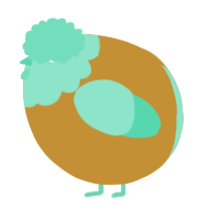A gold and mint chicken with a head pattern