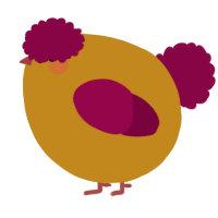 A ochre and maroon chicken