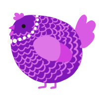 A violet and orchid chicken with a lace pattern