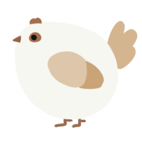 A white and beige chicken