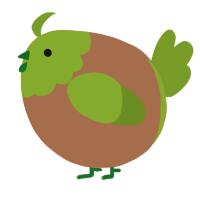 A brown and chartreuse chicken with a head pattern