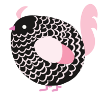 A sable and rose chicken with a lace pattern
