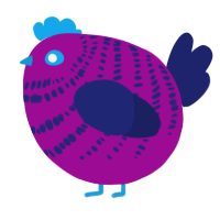 A plum and navy chicken with a bar pattern