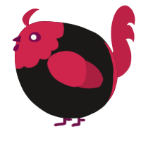 A sable and crimson chicken with a head pattern