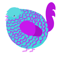 A aqua and amethyst chicken with a lace pattern
