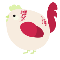 A cream and crimson chicken with a neck-band pattern