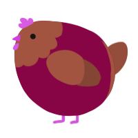 A maroon and russet chicken with a head pattern