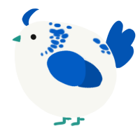 A white and ultramarine chicken with a neck-speckle pattern