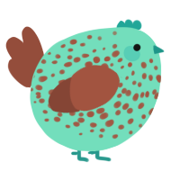 A mint and russet chicken with a speckle pattern