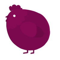A wine chicken with a head pattern