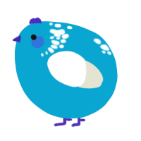 A cerulean and white chicken with a neck-speckle pattern