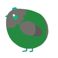 A viridian and grey chicken with a head pattern