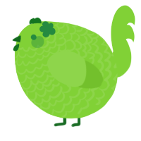 A grass chicken with a lace pattern