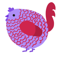 A lilac and crimson chicken with a lace pattern