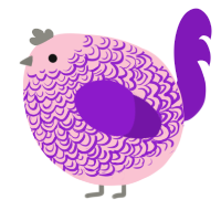 A rose and violet chicken with a double-lace pattern