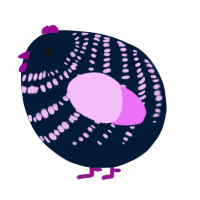 A tumblr and lavender chicken with a bar pattern