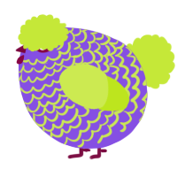 A blurple and lime chicken with a lace pattern