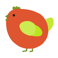 A vermilion and lime chicken
