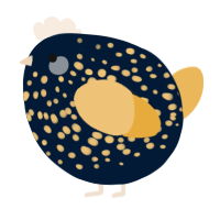 A tumblr and honey chicken with a speckle pattern