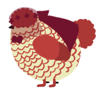 A mist and crimson chicken with a lace pattern