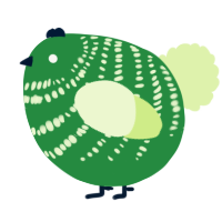 A viridian and apple chicken with a bar pattern