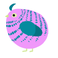 A lavender and sea chicken with a bar pattern