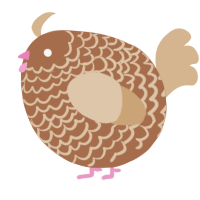 A brown and beige chicken with a lace pattern