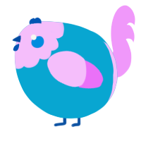 A cerulean and lavender chicken with a head pattern