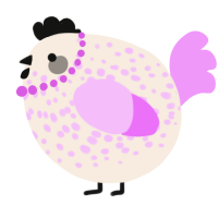 A cream and lavender chicken with a speckle pattern