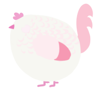A white and rose chicken with a half-lace pattern