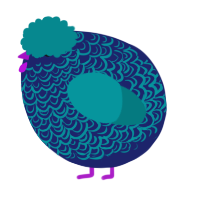 A navy and teal chicken with a double-lace pattern