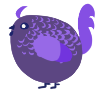 A overcast and blurple chicken with a half-lace pattern