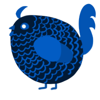 A tumblr and ultramarine chicken with a lace pattern