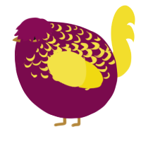 A wine and yellow chicken with a half-lace pattern