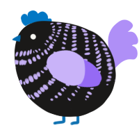 A sable and lilac chicken with a bar pattern