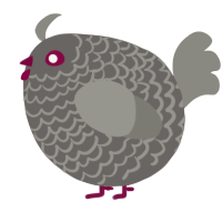 A grey and ash chicken with a lace pattern