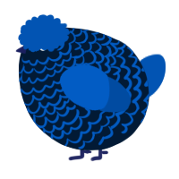 A tumblr and ultramarine chicken with a lace pattern