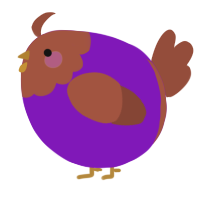 A violet and russet chicken with a head pattern