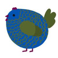 A ultramarine and olive chicken with a lace pattern