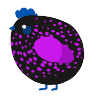 A sable and amethyst chicken with a speckle pattern