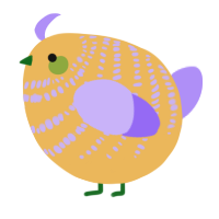 A honey and lilac chicken with a bar pattern