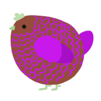 A russet and amethyst chicken with a lace pattern