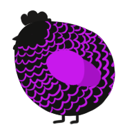 A black and amethyst chicken with a lace pattern