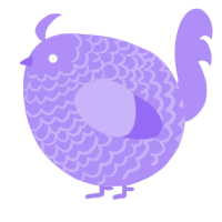 A lilac chicken with a lace pattern