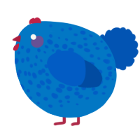 A sapphire and ultramarine chicken with a speckle pattern