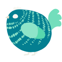 A sea and mint chicken with a bar pattern