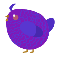 A violet and indigo chicken with a lace pattern