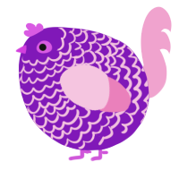 A violet and pink chicken with a lace pattern